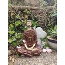 Ver imagem 3 de Imagem Estátua São Francisco Assis Meditando Em Resina 19 Cm - Marrom