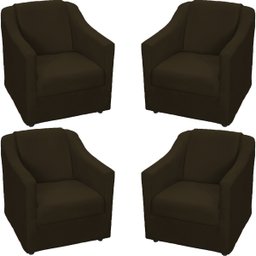 Kit 4 Poltronas Decorativas para Sala de Espera Recepção Escritório Consultório Suede - 1