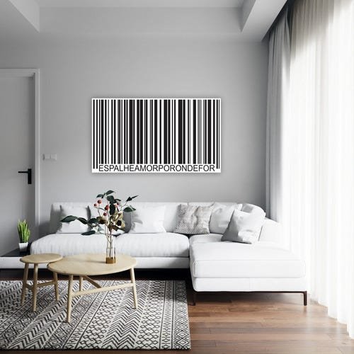 QUADRO 130X75CM CÓDIGO BARRA ESPALHE AMOR LONA FOS - 1