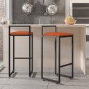 Ver imagem 2 de Banqueta Alta Industrial Quadrada com Encosto Laranja