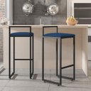 Ver imagem 2 de Banqueta Alta Industrial Quadrada com Encosto Azul Marinho