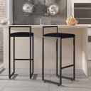Ver imagem 2 de Banqueta Alta Industrial Quadrada com Encosto Preto