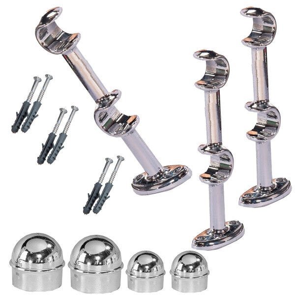3 Suportes de Metal para Varão cortina Duplo 28/19 mm com ponteiras - 1