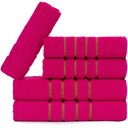 Ver imagem 1 de Jogo 5pçs 2 Banho + 2 Rosto + 1 Tapete P/banheiro 100% Algodão Alta Absorção - Rosa Pink