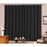 Cortina Blackout de Tecido Preta 3M x 2,80M Avelã para Varão de 2 Metros Simples Solaris - 1