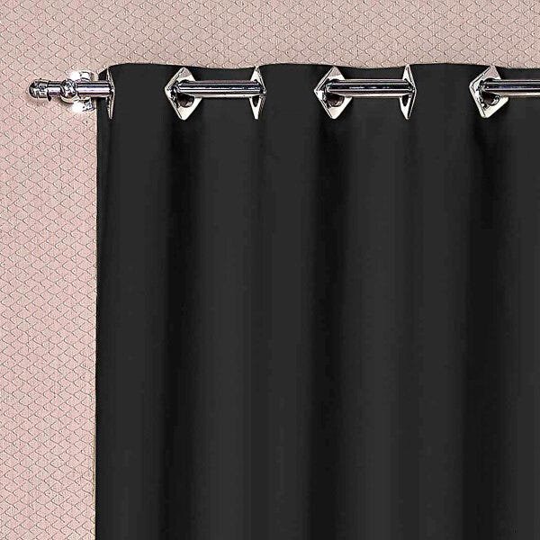 Cortina Blackout de Tecido Preta 3M x 2,80M Avelã para Varão de 2 Metros Simples Solaris - 2