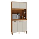 Ver imagem 1 de Kit Cozinha Ceara 5 Portas 1 Gavetas Nogueira Madeira Natura Off White Atualle