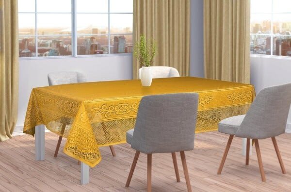 Toalha de Mesa Quadrada Renda Color Amarelo 1,50M x 1,50M