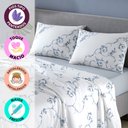 Ver imagem 3 de Jogo de Cama Queen 4 Peças Lençol com Elástico 100 Algodão Percal 180 Fios 158x198x35cm - Dohler