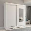 Ver imagem 1 de Guarda-roupa Solteiro 2 Portas de Correr com Espelho Ilhéus Panan Móveis - Branco