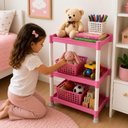 Ver imagem 2 de Estante Rosa 3 Andares Infantil Organizadora Brinquedos Roupas Sapatos Livros Quarto Menina