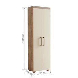Sapateira Turim Multiuso 2 Portas Amêndoa Off White - 2