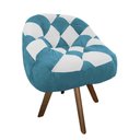 Ver imagem 2 de Poltrona Paloma Escritório Sala Giratória Madeira Suede Azul Turquesa e Suede Branco - Dominic Decor