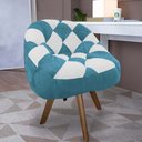 Ver imagem 1 de Poltrona Paloma Escritório Sala Giratória Madeira Suede Azul Turquesa e Suede Branco - Dominic Decor
