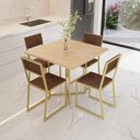Ver imagem 5 de Conjunto Mesa de Jantar Quadrada Pinus 4 Cadeiras Estofado Riviera Industrial Dourado Don Castro Dec