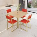 Ver imagem 3 de Conjunto Mesa de Jantar Quadrada Pinus 4 Cadeiras Estofado Riviera Industrial Dourado Don Castro Dec