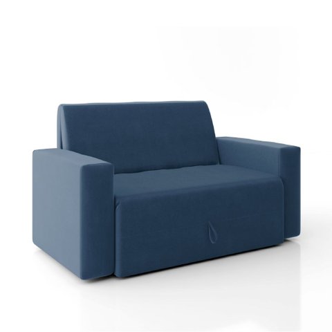 Sofá-Cama 2 Lugares Pratik 5000 Mamflex Azul Suede