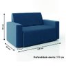 Sofá-cama 2 Lugares Pratik 5000 Mamflex Azul Suede - 4