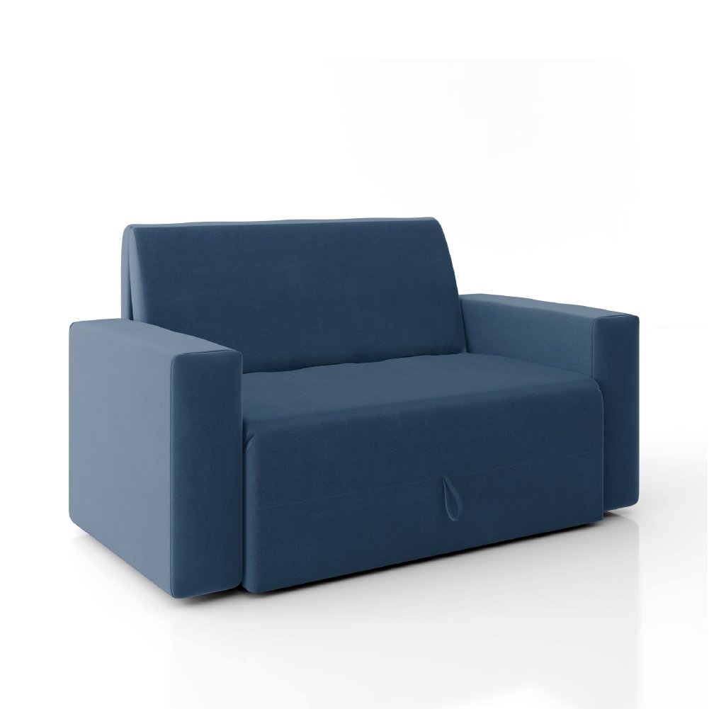 Sofá-cama 2 Lugares Pratik 5000 Mamflex Azul Suede - 1