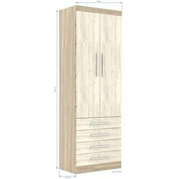 Guarda Roupa Modulado 2 Portas 4 Gavetas 191 Master Avelã Rústico/ártico Rústico - Eucamóveis - 2