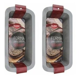 2 Formas De Pão Bolo Retangular Em Silicone 26,5x13x6,5 Cm - Cinza - 2