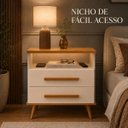 Ver mais imagens de Kit Mesa de Cabeceira Pequena 2 Gavetas Nicho Branco MDF Brilhante Off White/Nature