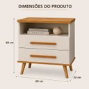 Ver imagem 5 de Kit Mesa de Cabeceira Pequena 2 Gavetas Nicho Branco MDF Brilhante Off White/Nature