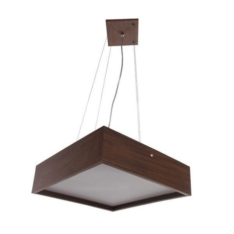 Lustre Pendente Madeira Quadrado 25cm - Imbuia