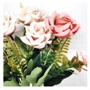 Ver imagem 4 de Jogo Buquê Mini Rosas 5 Flores Folhagens Realistas 2 Unidades 30cm