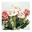 Ver imagem 2 de Jogo Buquê Mini Rosas 5 Flores Folhagens Realistas 2 Unidades 30cm