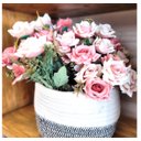 Ver imagem 3 de Jogo Buquê Mini Rosas 5 Flores Folhagens Realistas 2 Unidades 30cm