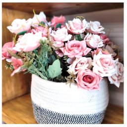 Jogo Buquê Mini Rosas 5 Flores Folhagens Realistas 2 Unidades 30cm - 3 Jogo Buquê Mini Rosas 5 Flores Folhagens Realistas 2 Unidades 30cm - 3