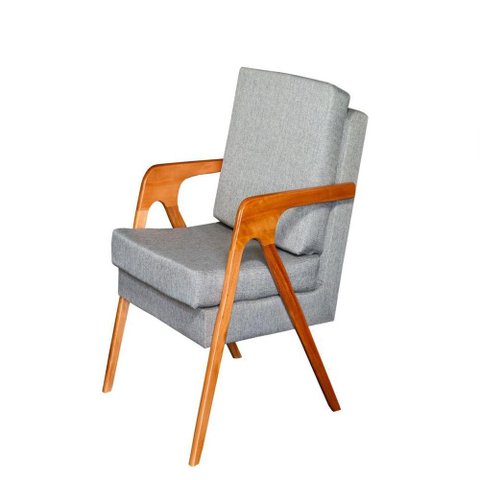 Poltrona Decorativa Mona Luxo Dora Bela Cor Cinza Linho