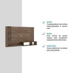 Painel Ganges p/ TV até 60 Polegadas com Nicho e Prateleira - Legno - 3