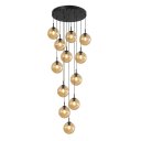 Ver imagem 1 de Pendente Moderno Glass 60cm 12 Vidros Âmbar 20cm C Lâmp. Led