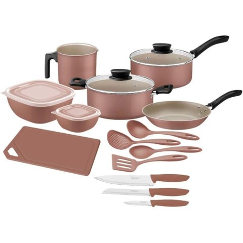 Kit Cozinha Antiaderente Starflon Max Mocaccino 14 Peças - Tramontina