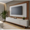 Ver imagem 1 de Rack para Tvs até 75 Polegadas 3 Portas Flynt 220cm Off-white Fosco com Natural