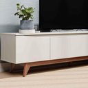 Ver imagem 6 de Rack para TV até 75 Polegadas 220cm Pés em Madeira Maciça Flynt Off White/Natural