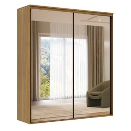 Guarda Roupa Casal com Espelho 2 Portas de Correr Mdf Luminum Belmax:freijó - 3