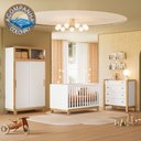 Ver imagem 1 de Quarto de Bebê Completo Flora com Berço Cômoda e Roupeiro 5085 Branco Qmovi + Colchão Ortobom