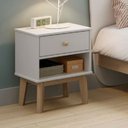 Ver imagem 1 de Mesa de Cabeceira Esteban 1 Gaveta Branco/cera Natural - Finestra Móveis