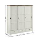 Ver imagem 3 de Guarda Roupa Casal Madeira Macica Taeda 3 Portas de Correr 195 Cm 9179 Branco Freijo Festra