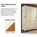 Ver imagem 7 de Guarda Roupa Casal Madeira Macica Taeda 3 Portas de Correr 195 Cm 9179 Branco Freijo Festra