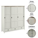 Ver imagem 4 de Guarda Roupa Casal Madeira Macica Taeda 3 Portas de Correr 195 Cm 9179 Branco Freijo Festra