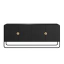 Ver imagem 4 de Balcão Buffet 180cm 4 Portas Orgânico Pé Metal Luna Preto/Nero