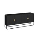 Ver imagem 2 de Balcão Buffet 180cm 4 Portas Orgânico Pé Metal Luna Preto/Nero