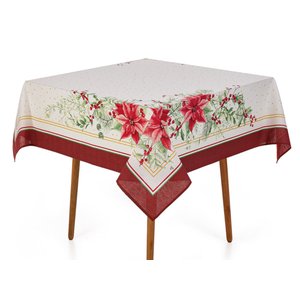 Toalha de Mesa Quadrada 4 Lugares Flores de Natal Karsten