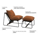 Ver imagem 3 de Kit Poltrona com Puff Turim Base Aço Preto Recouro Black Poliéster Terracota - Nexta Casa