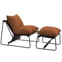 Ver imagem 1 de Kit Poltrona com Puff Turim Base Aço Preto Recouro Black Poliéster Terracota - Nexta Casa