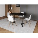 Ver imagem 1 de Mesa Industrial Base Ferro Preto em V Tampo 137x90 Preto 4 Cadeiras Eames Madeira Assento Branco